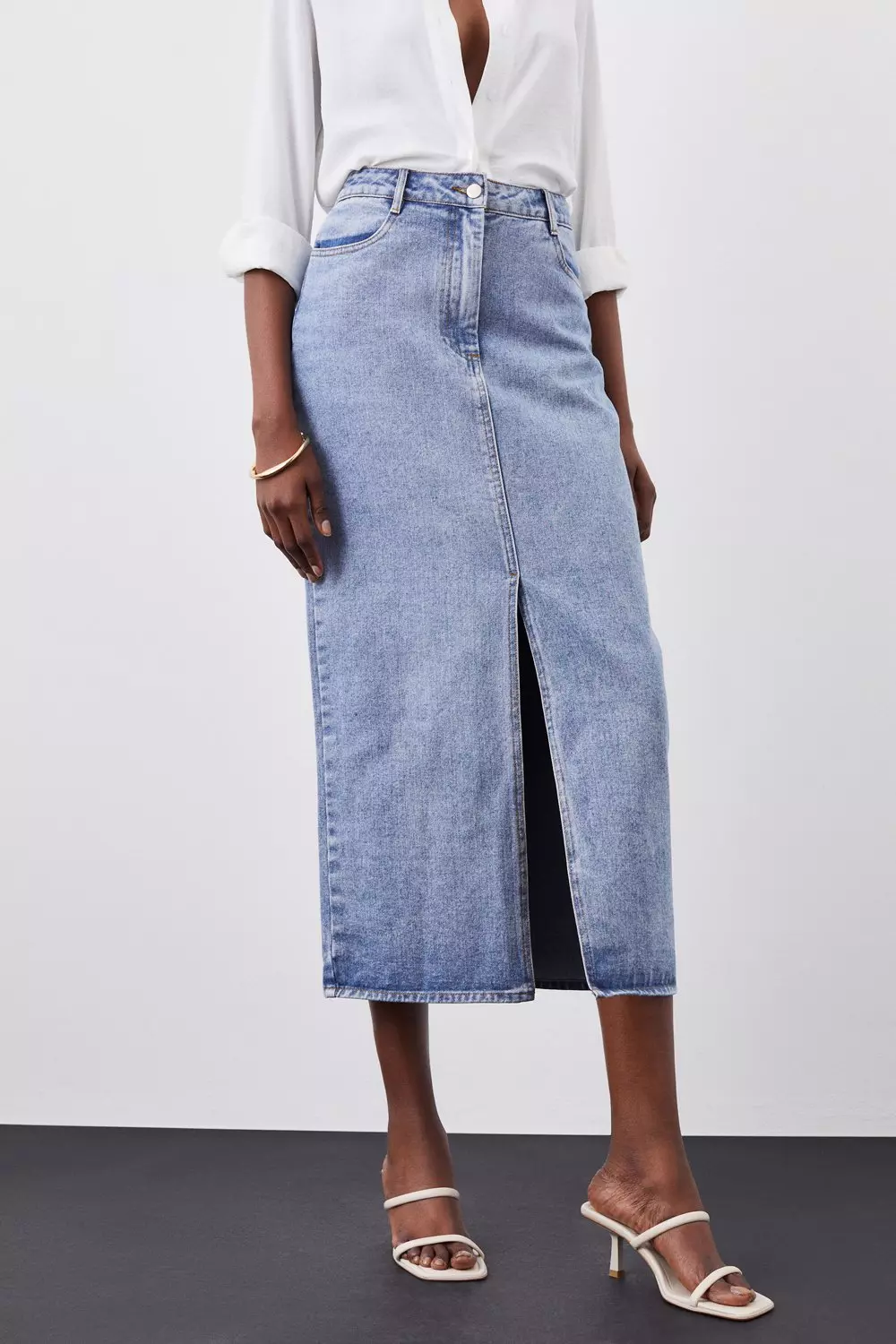 Mid length denim outlet skirts for sale